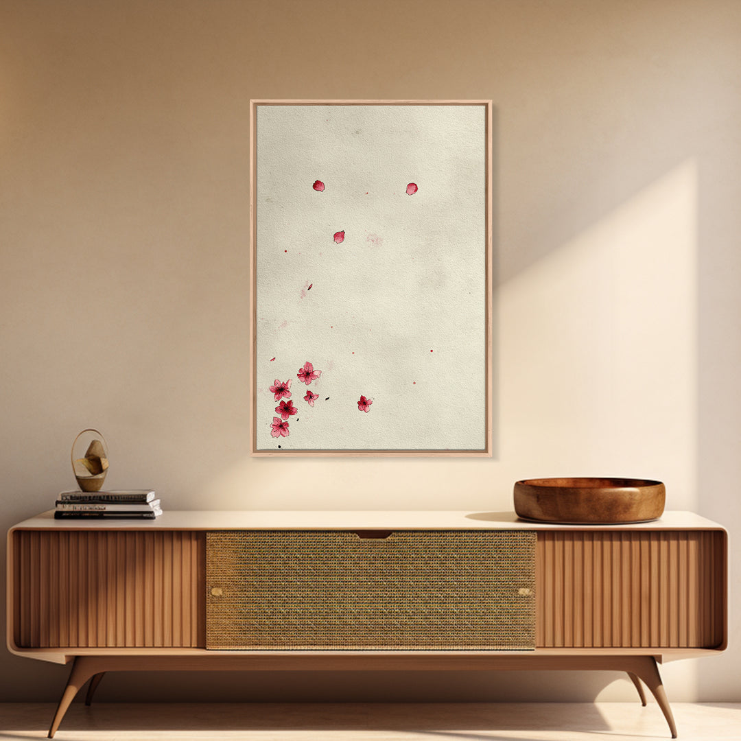 Minimalist Traditional Japanese Ink Painting Of Zen Buddhist Monks Meditating Wall Art Print Framed Canvas For Office