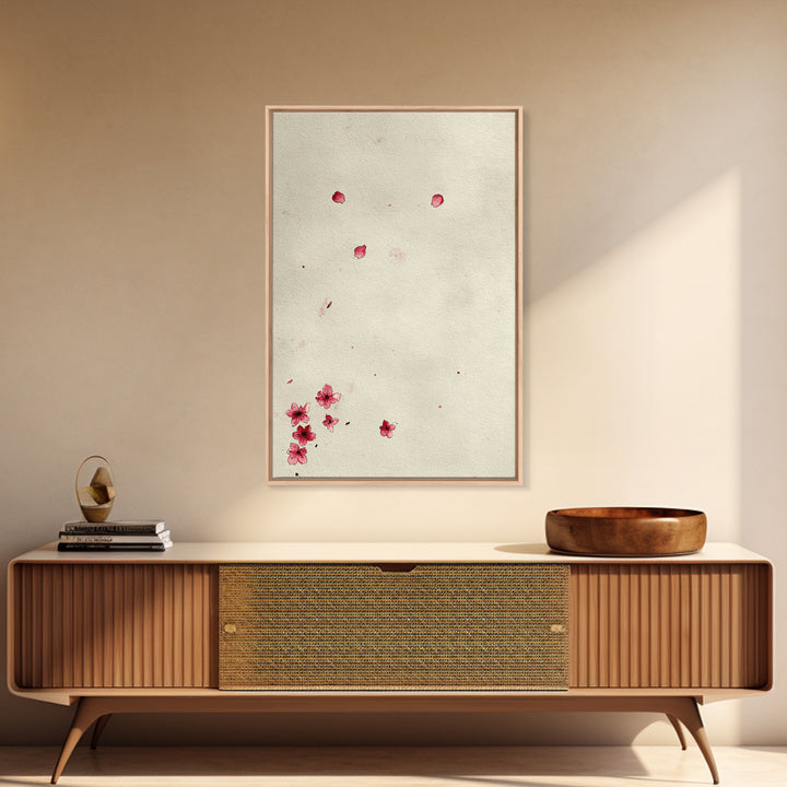 Minimalist Traditional Japanese Ink Painting Of Zen Buddhist Monks Meditating Wall Art Print Framed Canvas For Office