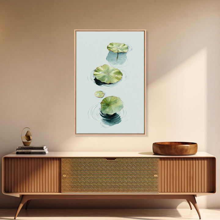 Botanical Watercolor Art Of Floating Lotus Leaves Calm Minimalist Wall Art Print For Nature Inspired Home