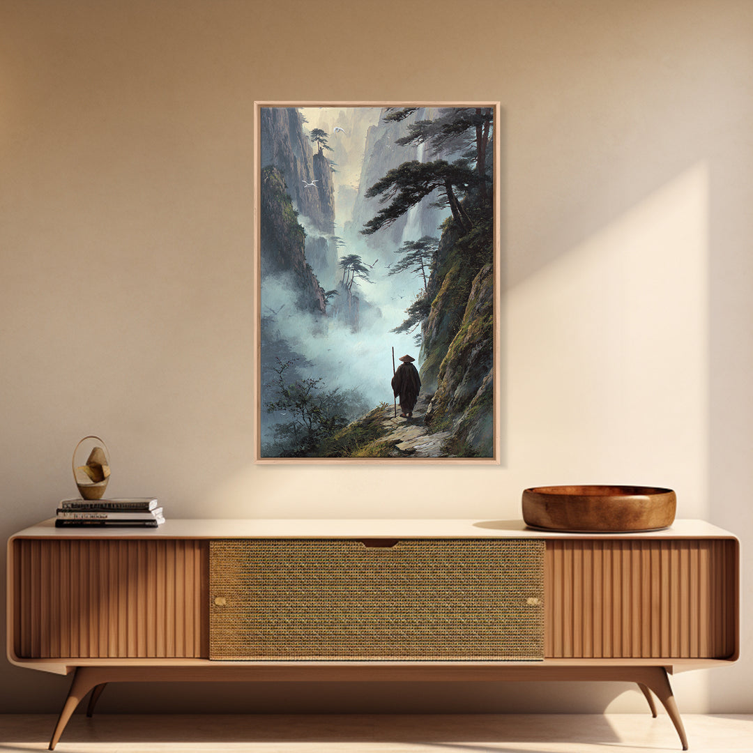 Zen Balance Stones With Water Reflection Minimalist Neutral Tone Painting Wall Art Canvas Print For Modern Decor