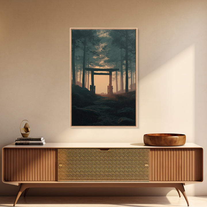 Mystical Mountain Valley Sunset Landscape Wall Art Framed Canvas Print Dramatic Nature Art For Living Room Home Decor