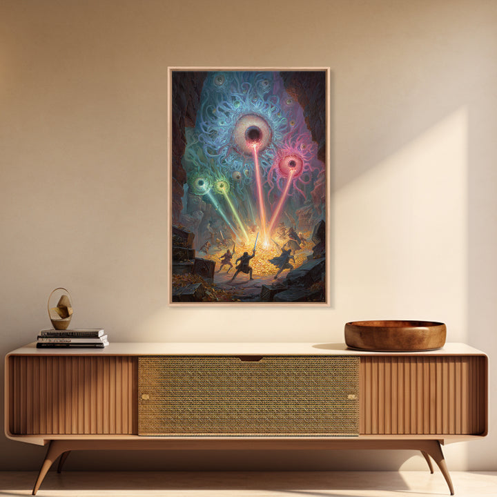 Floating Eye Monsters In Treasure Dungeon Wall Art Fantasy Canvas Print For Dnd Game Room Decor And Weird Gothic Office Art