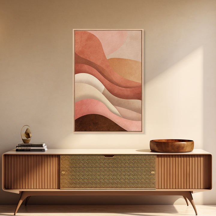 Terracotta Abstract Waves Canvas Print, Earth Tone Wall Art, Neutral Boho Decor, Modern Minimalist Bedroom Art Gift For Her