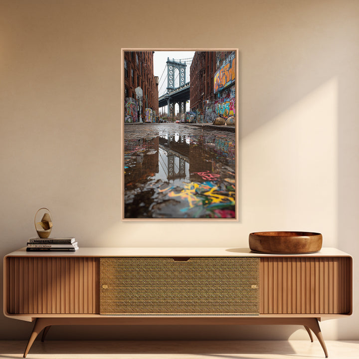 Mystical Night Scene Of Lanterns Illuminating Ancient Middle Eastern Street - Framed Canvas Print For Warm Wall Art And Ethnic Home Decor