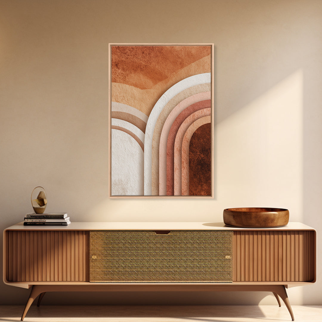 Terracotta Textured Arch Abstract Wall Art, Boho Geometric Canvas Print, Earth Tone Modern Home Decor, Living Room Bedroom Decor