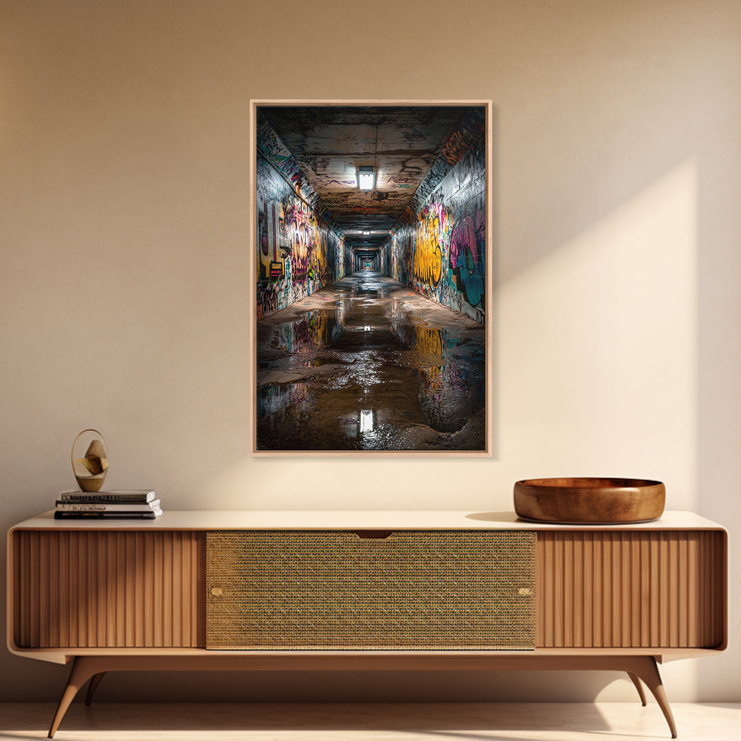 Urban Graffiti Tunnel Photography Wall Art Print Contemporary Art Modern Home Decor For Office And Loft