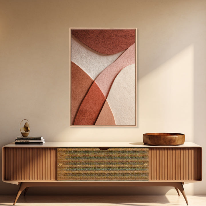 Layered Terracotta Curves Abstract Wall Art, Neutral Geometric Canvas Print, Wabi Sabi Earth Tone Modern Home Decor, Living Room Decor