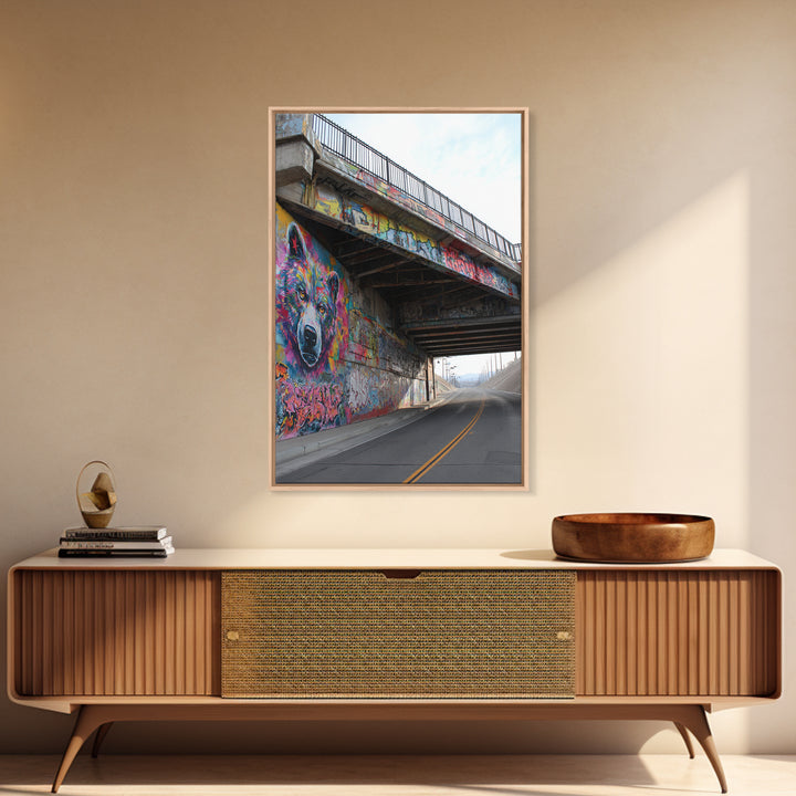 Vibrant Colorful Graffiti Bear Mural Street Art Wall Art Print Brightening Urban Spaces With Bold Modern Wall Decor