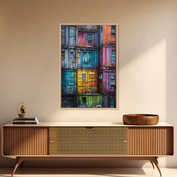 Epic Giant Breaking Chains Between Ancient Columns Wall Art Canvas Print Powerful Mythical Painting
