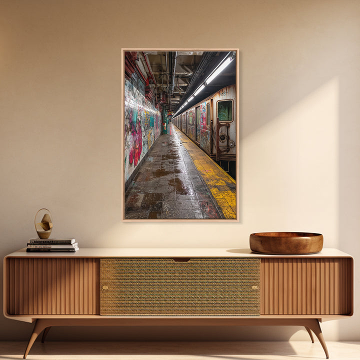 Urban Underground Subway Station Art With Vibrant Graffiti Wall Art Framed Canvas Print For Trendy Home Decor