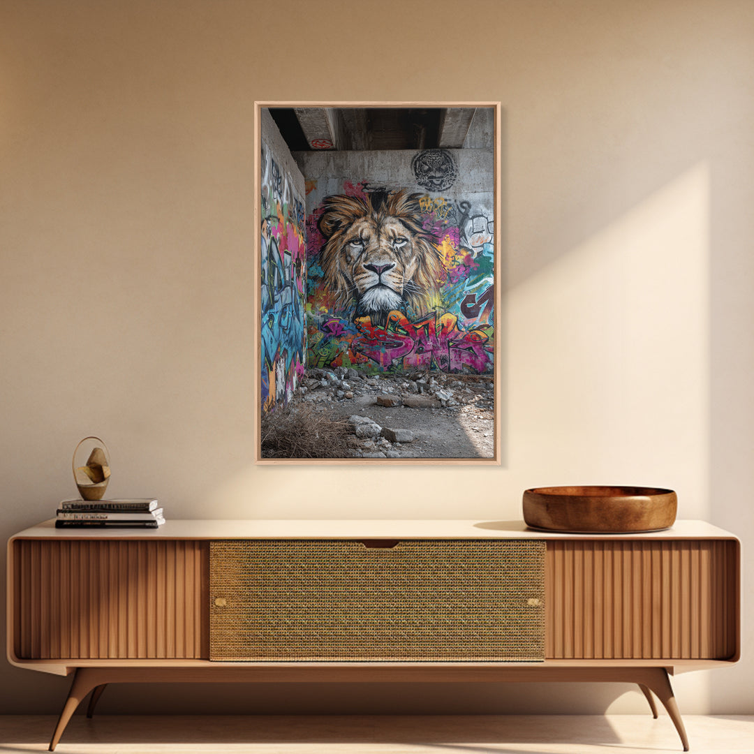 Urban Graffiti Lion Mural Street Art Canvas Print Large Wall Art For Modern Home Decor And Office