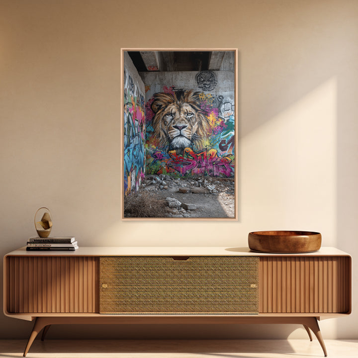 Urban Graffiti Lion Mural Street Art Canvas Print Large Wall Art For Modern Home Decor And Office