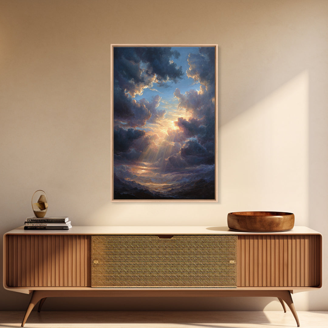 Stunning Sunset Sky With Dramatic Clouds Wall Art Framed Canvas Print For Home Decor And Living Room