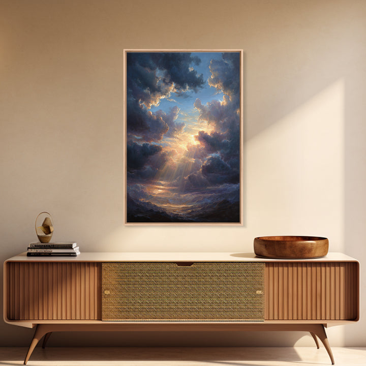 Stunning Sunset Sky With Dramatic Clouds Wall Art Framed Canvas Print For Home Decor And Living Room