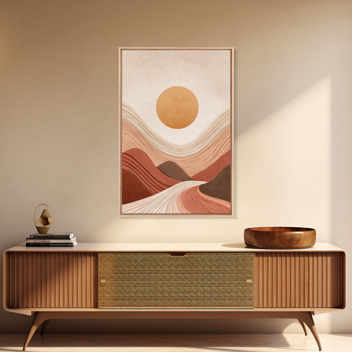 Terracotta Wavy Desert Hills Canvas Print, Abstract Landscape Art, Earth Tone Decor, Modern Wall Art For Living Room, Boho Home Decor