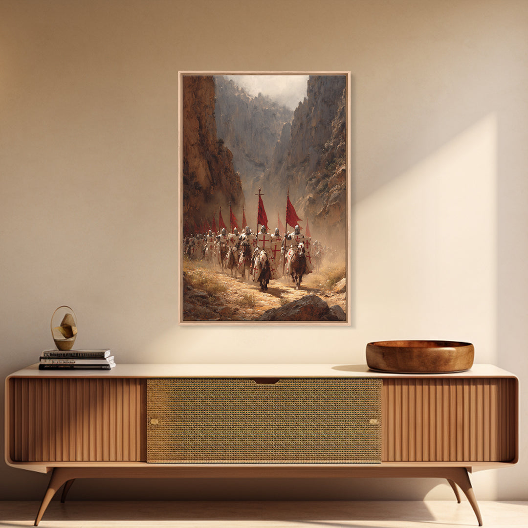 Medieval Knights March Through Canyon Original Painting Large Wall Art Canvas Print