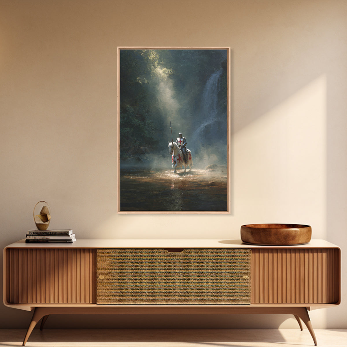 Knight In Armor Medieval Fantasy Painting Dramatic Wall Art Inspirational Framed Canvas Print