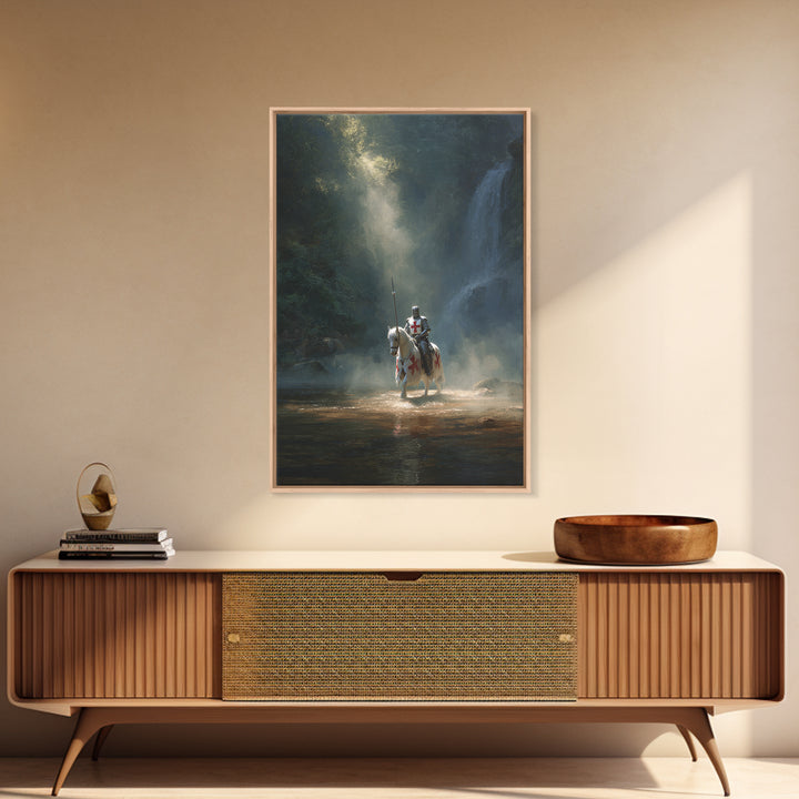 Knight In Armor Medieval Fantasy Painting Dramatic Wall Art Inspirational Framed Canvas Print
