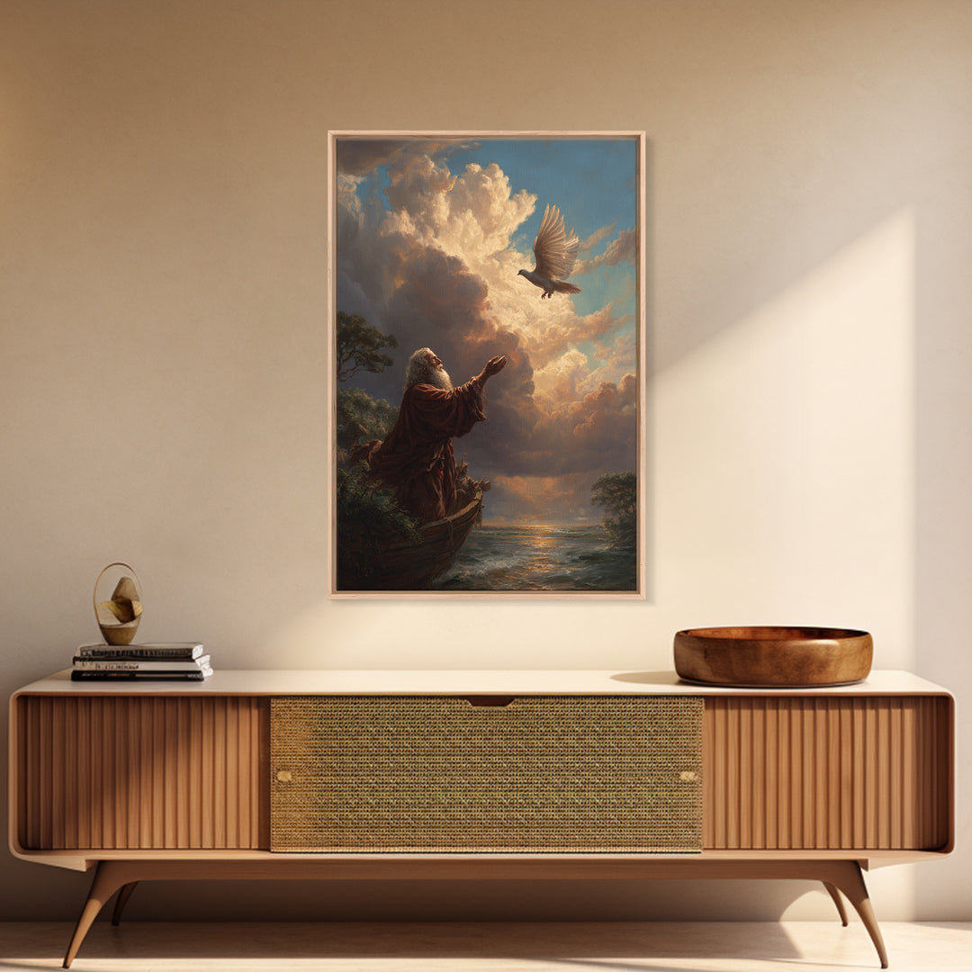 Fantasy Religious Art Moses And Ark With Dove Wall Art Canvas Print Spiritual Decor For Home And Inspiration
