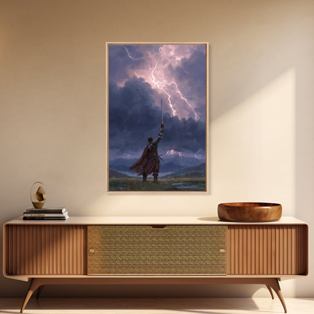 Contemplative Jesus Sitting With Lions In Cave Religious Wall Art Print | Spiritual Wall Decor Framed Canvas Print For Home