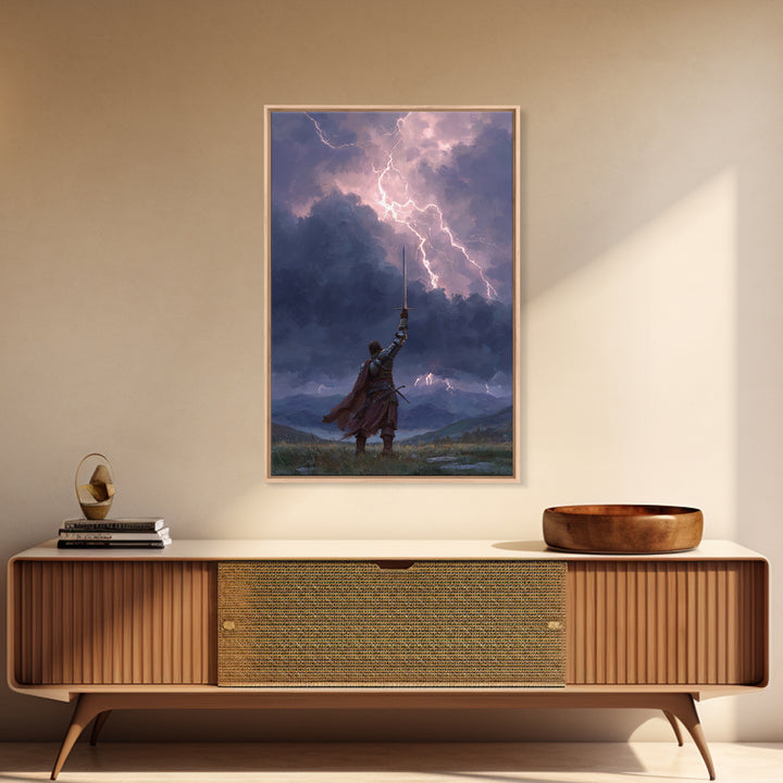 Contemplative Jesus Sitting With Lions In Cave Religious Wall Art Print | Spiritual Wall Decor Framed Canvas Print For Home