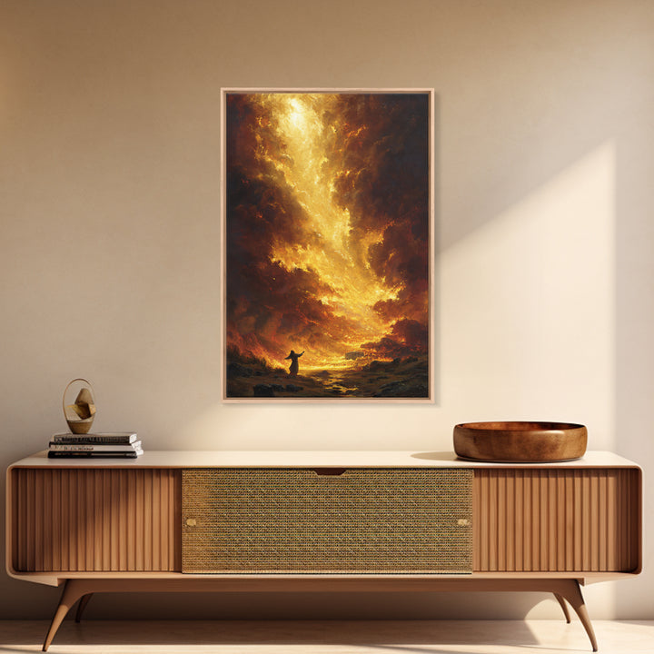 Dramatic Fiery Sunset Landscape Wall Art Canvas Print For Living Room Home Decor And Office Space