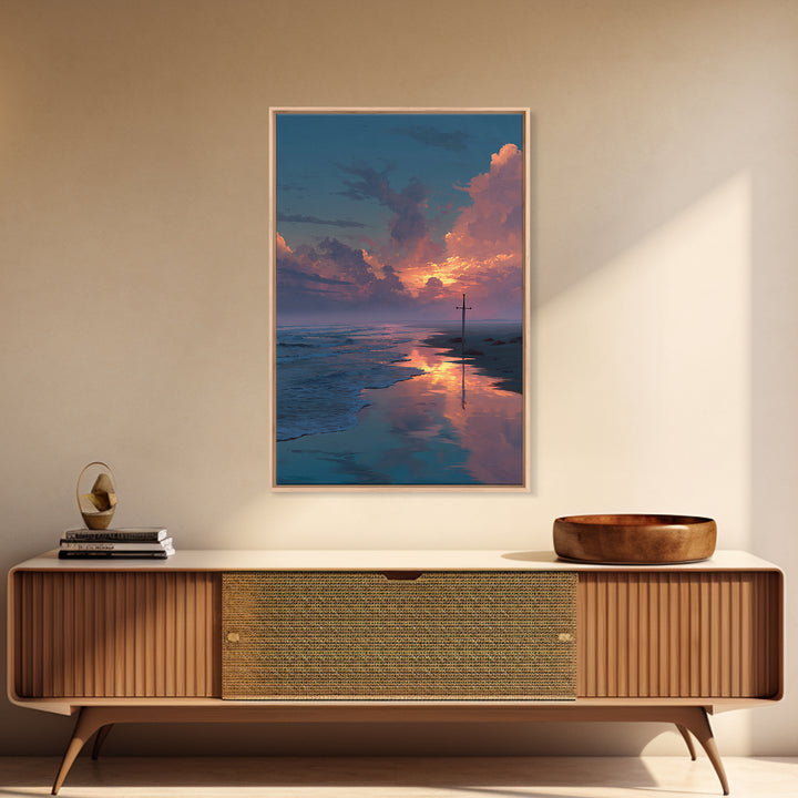 Enchanting Night Coastal Village Oil Painting Romantic Wall Art Canvas Print For Warm Home Decor And Bedroom Wall Decoration