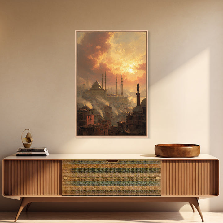 Sunset Over Ancient City Landscape Oil Painting Canvas Print Wall Art For Living Room Home Decor And Historical Art Lovers