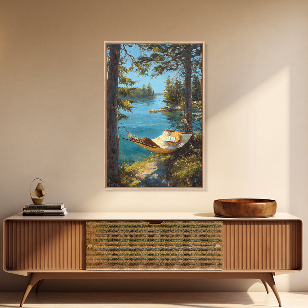 Peaceful Coastal Harbor Sunset Scene Landscape Wall Art Framed Canvas Print For Warm Home Decor Gift For Art Lovers