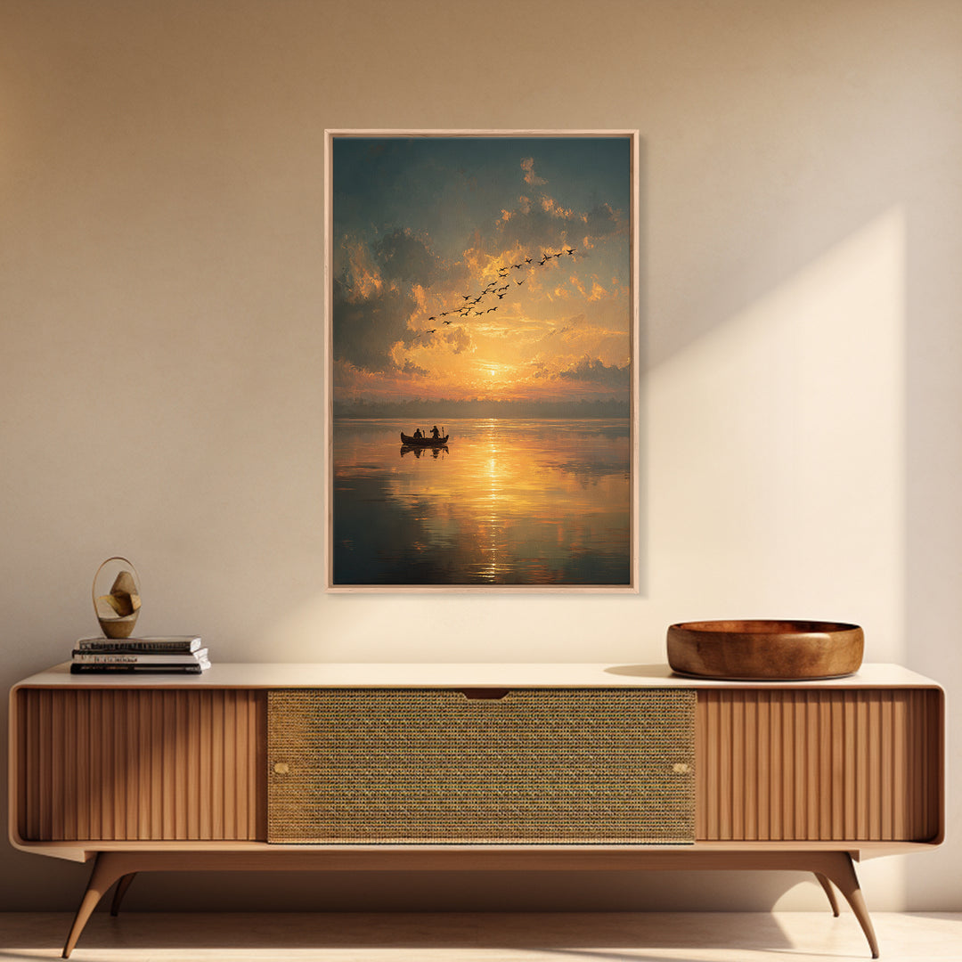 Radiant Sunbeam Breaking Through Clouds With Figure Standing Epic Inspirational Wall Art Canvas Print For Office