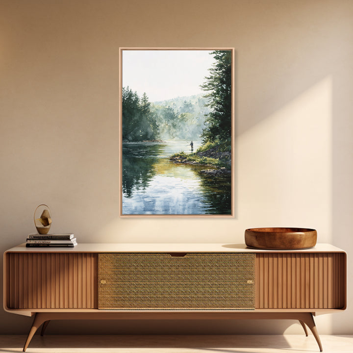 Serene Figure Reading Quran In Lush Green Nature Landscape Spiritual Painting Fine Art Framed Canvas Print For Meditation Room Decor