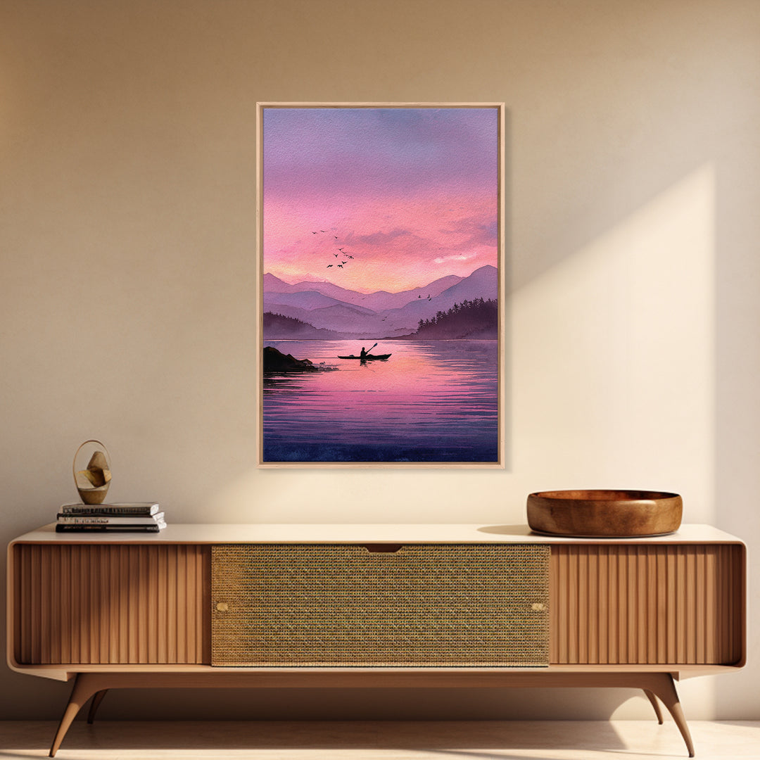 Majestic Sunset Over Historic Town With Tower Framed Canvas Print European Village Landscape Wall Art For Rustic Home
