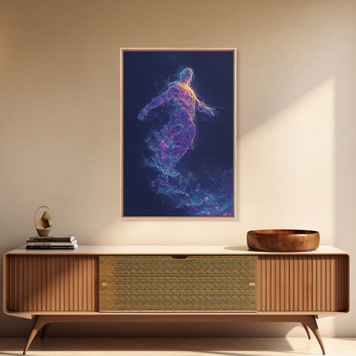 Ethereal Vibrant Abstract Figure Art Print With Neon Colors And Starlight Effects Contemporary Wall Art Print