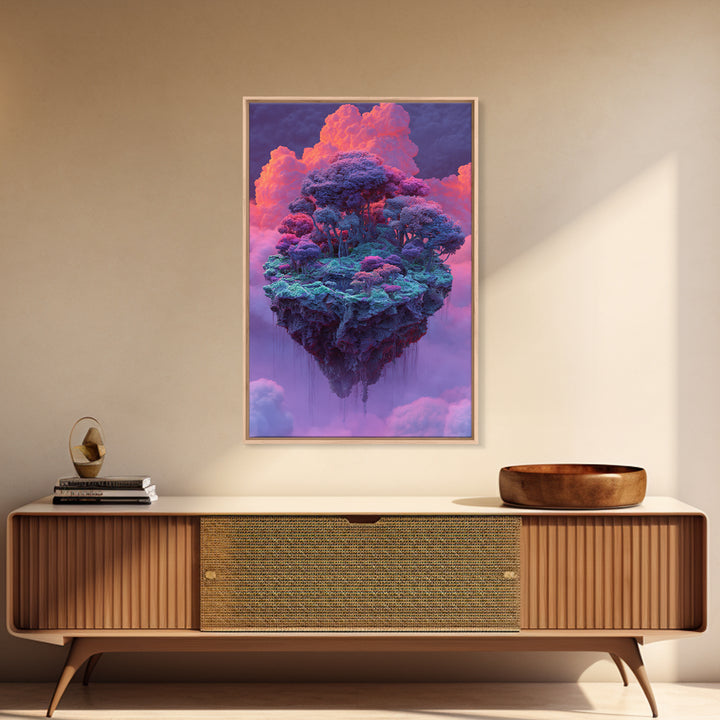 Floating Purple Forest Island Canvas Print, Fantasy Landscape Art, Whimsical Nature Wall Decor For Dreamy Home Decor, Gift For Her