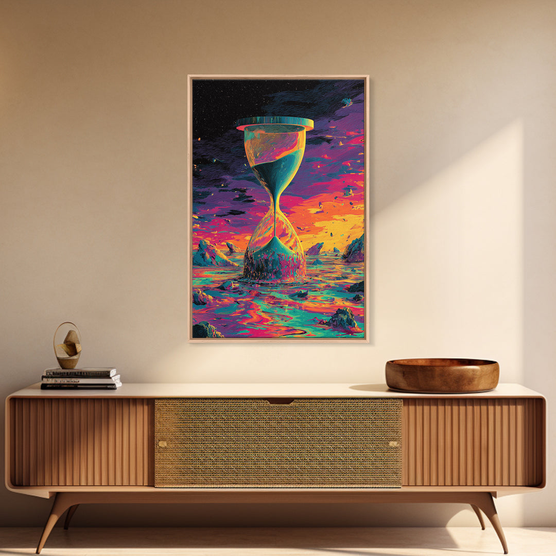 Cosmic Hourglass Alien Landscape Canvas Print, Sci Fi Wall Art, Surreal Space Poster, Futuristic Home Office Decor Gift For Him