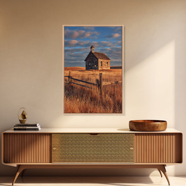 Sunlit Lake With Boat And Forested Hills Vibrant Landscape Painting Wall Art Canvas Print For Nature Lovers Home Decor