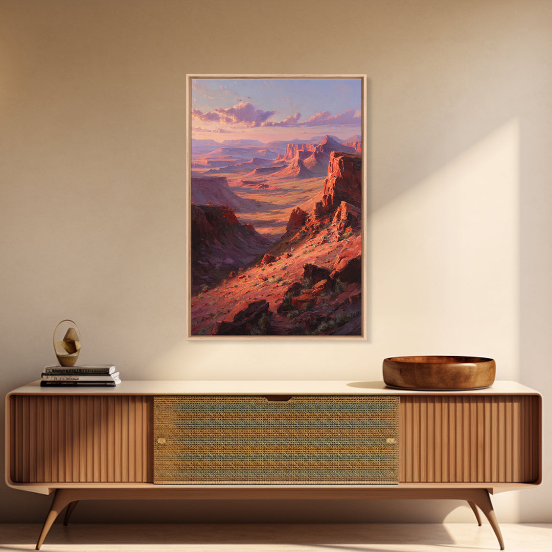 Grand Canyon Red Rock Landscape Painting Framed Canvas Print For Southwestern Wall Art And Rustic Home Decor