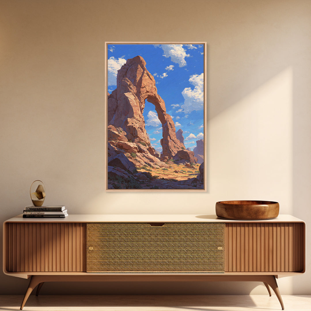 Natural Rock Arch Formation Scenic Desert Landscape Oil Painting Wall Art Print