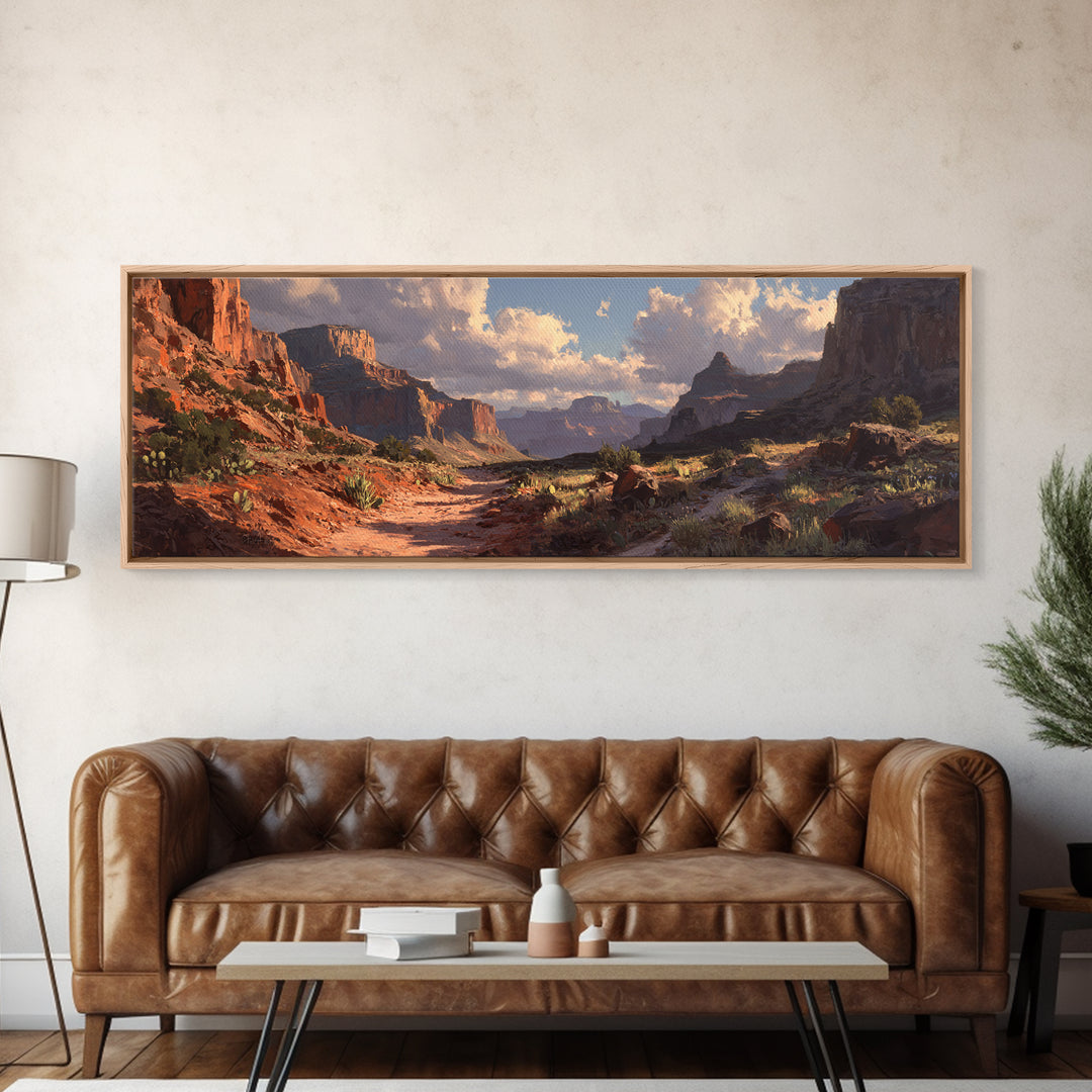 Sunlit Red Rock Canyon Desert Landscape Wall Art, Southwestern Canvas Print, Western Home Decor For Living Room Or Office