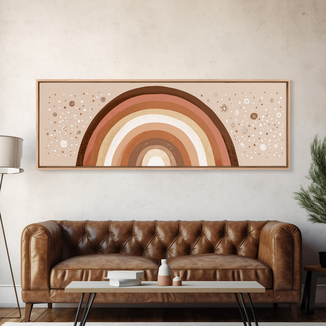 Earth Tone Boho Rainbow Wall Art, Minimalist Canvas Print, Neutral Nursery Decor, Kids Room And Playroom Wall Decor, Baby Gift
