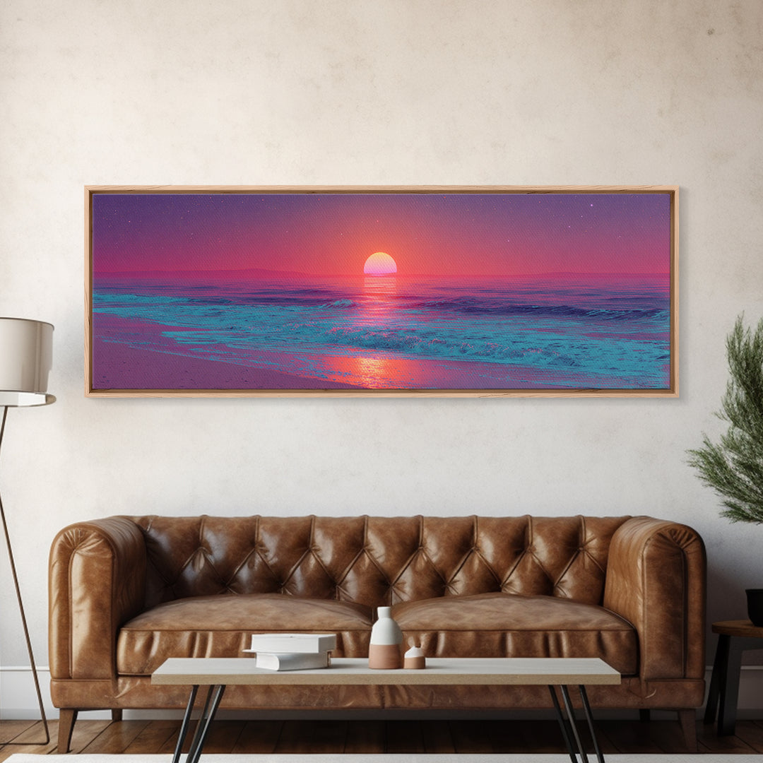 Pastel Pink Ocean Sunrise Wall Art, Coastal Bedroom Decor, Calm Seascape Print, Beach House Canvas, Serene Home Gift Idea