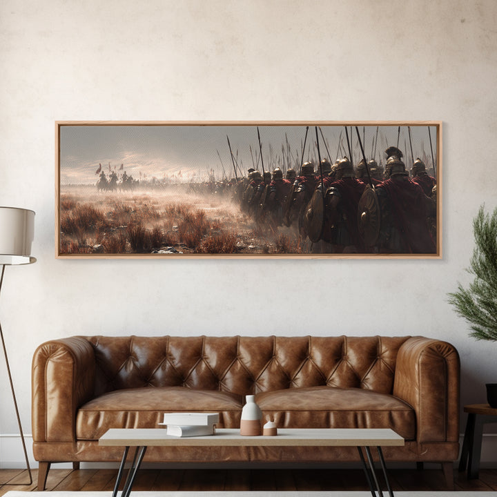 Ancient Spear Army In Mist Wall Art, Roman Legion Battle Scene, Historical Decor, Masculine Office, Large Canvas Print, Gift For Him