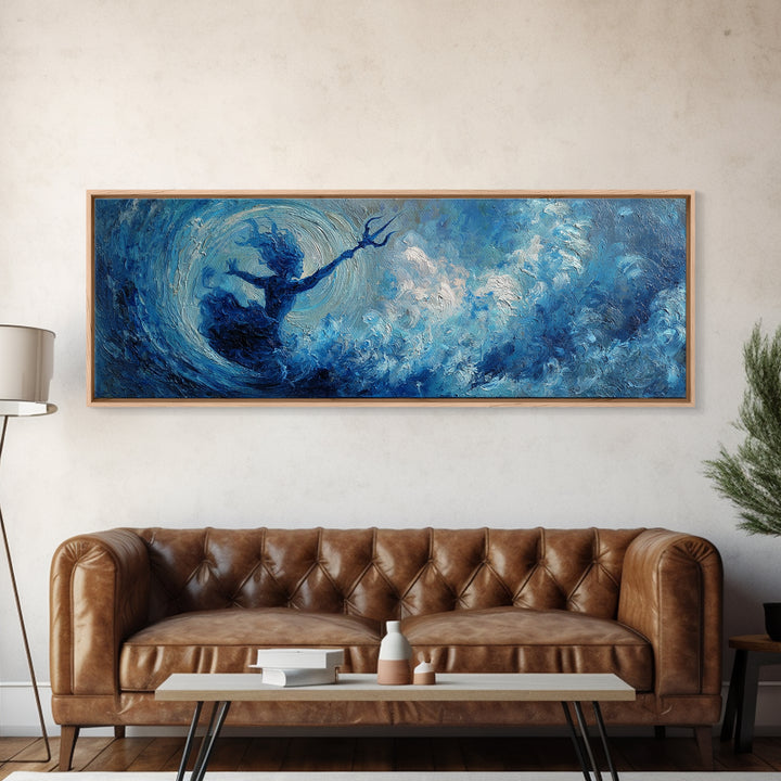 Blue Storm Sea Goddess Canvas Print, Mystical Ocean Wave Fantasy Art, Coastal Wall Decor, Ethereal Statement Artwork For Bedroom