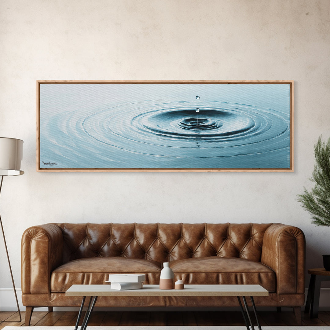 Zen Water Ripple Wall Art, Minimalist Blue Droplet Canvas Print, Calming Spa Decor, Meditation Room Art, Bathroom Wall Decor