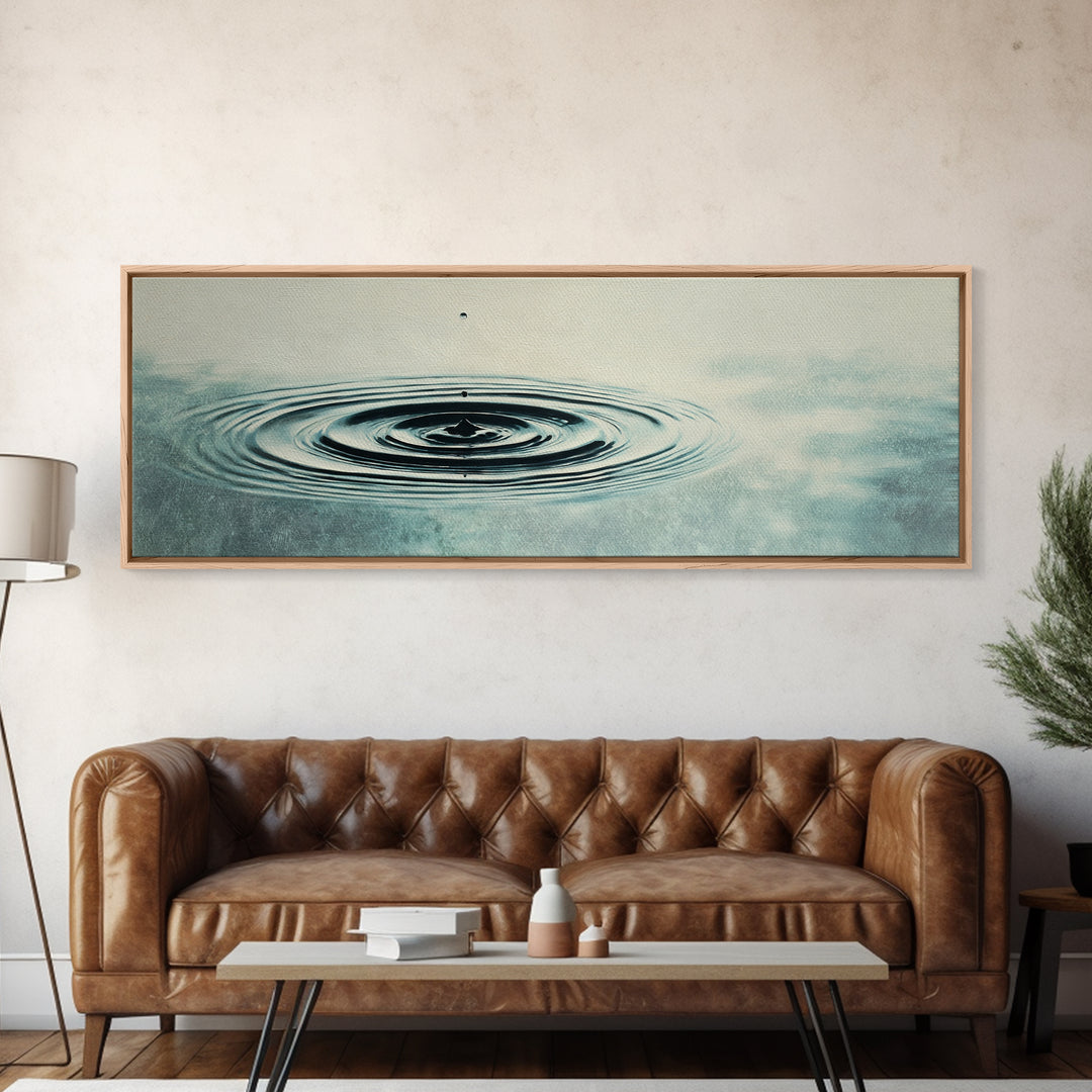 Minimal Water Ripple Wall Art, Zen Water Drop Canvas Print, Calming Bathroom Decor, Spa Office Neutral Art Print, Mindfulness Gift