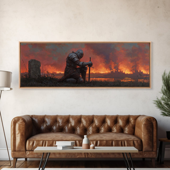 Desert Caravan Knights Riding Horses In Sandstorm Oil Painting Wall Art Large Framed Canvas Print