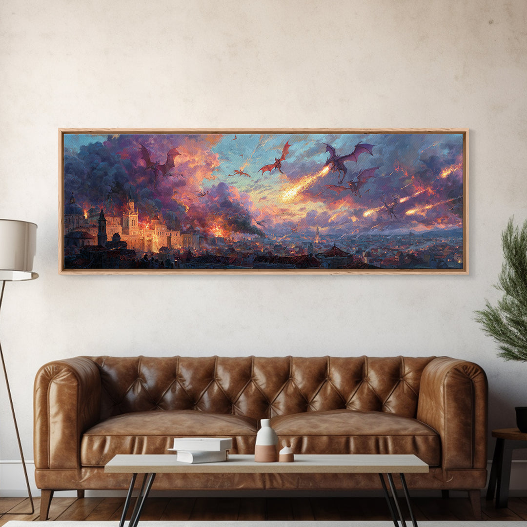 Peaceful Mountain Lake Scene With A Canoe And Sunrise Morning Landscape Painting Wall Art Framed Canvas Print