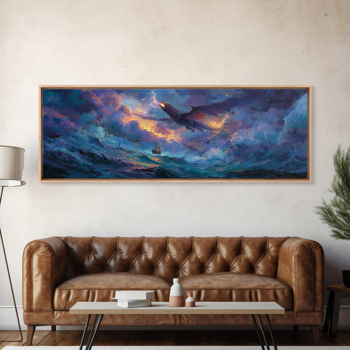 Dynamic Canvas Print Of Knight Battling Fire Breathing Dragon In Fiery Red Epic Scene Fantasy Wall Art For Home Office And Game Room With Intense Atmosphere