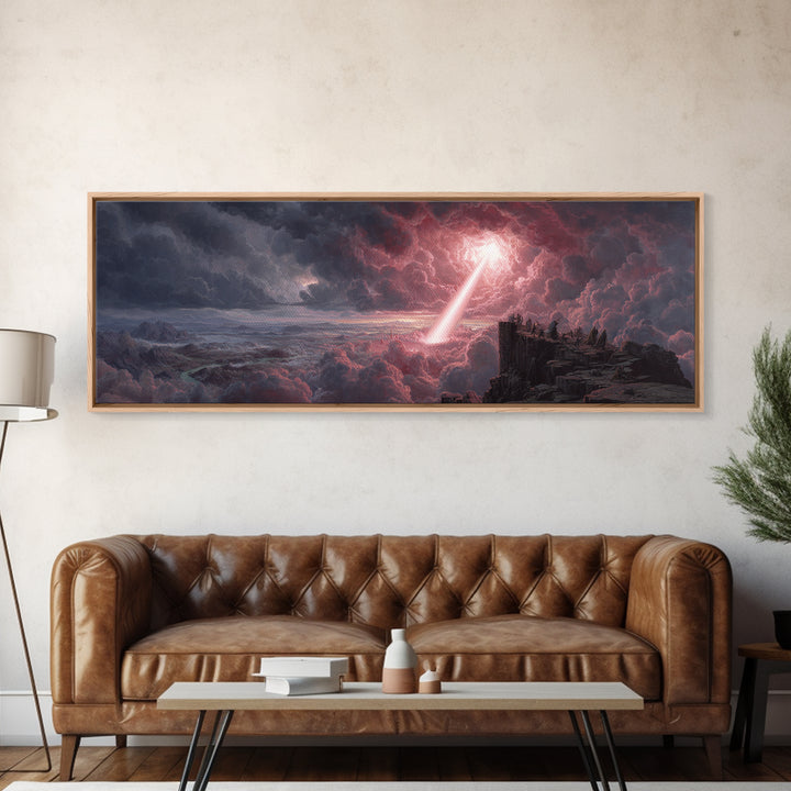 Methane Lightning Bolt Cloudscape Dramatic Fantasy Wall Art Framed Canvas Print For Moody Room Decor