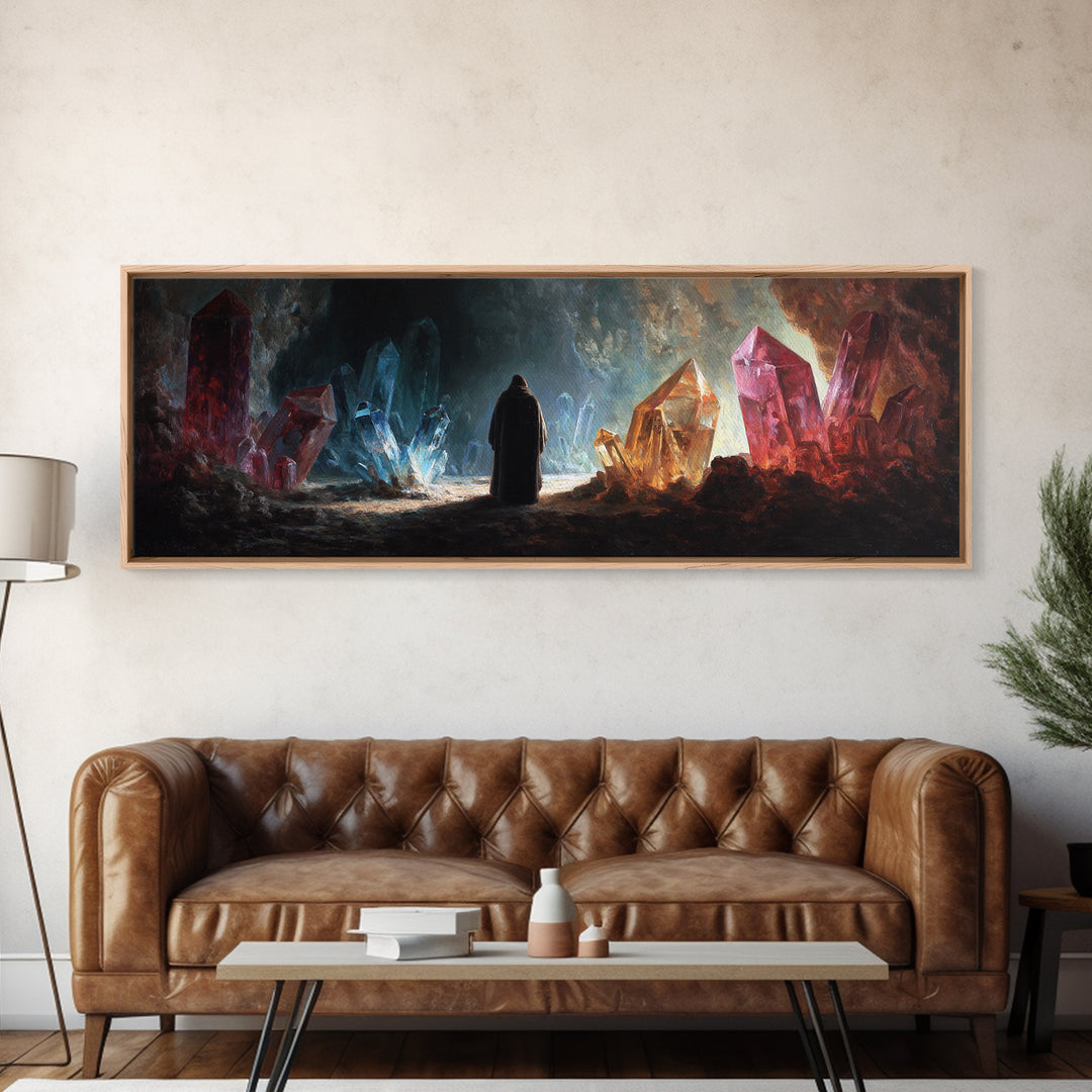 Epic Knight With Sword Standing Over Battlefield Under Fiery Sky Canvas Print Dramatic Medieval Wall Art For Manor or Office Decor